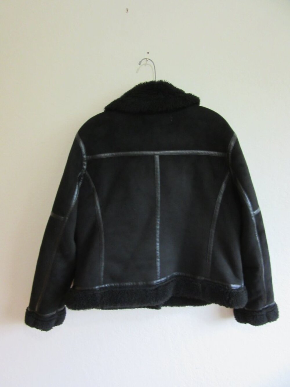 ZARA Black Faux Suede Sherpa XL Zip Long Sleeve Winter Jacket - Picture 3 of 7